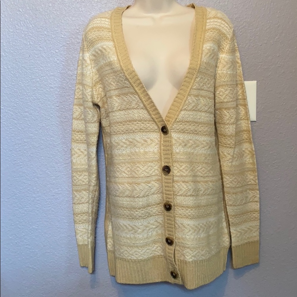 Beige Button Down Cardigan Sweater